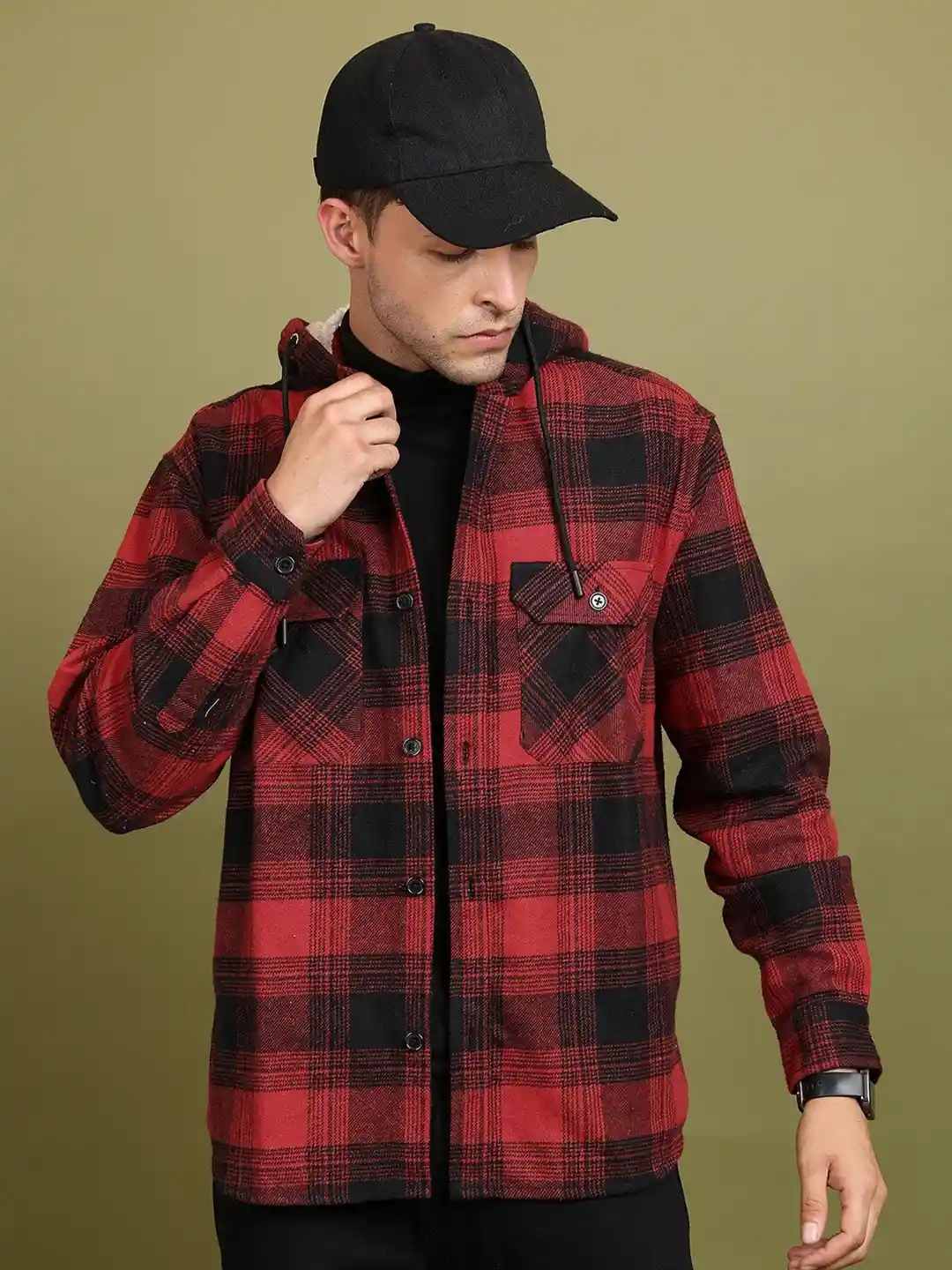Buy HIGHLANDER Hooded Tartan Checked Flannel Oversized Shirt