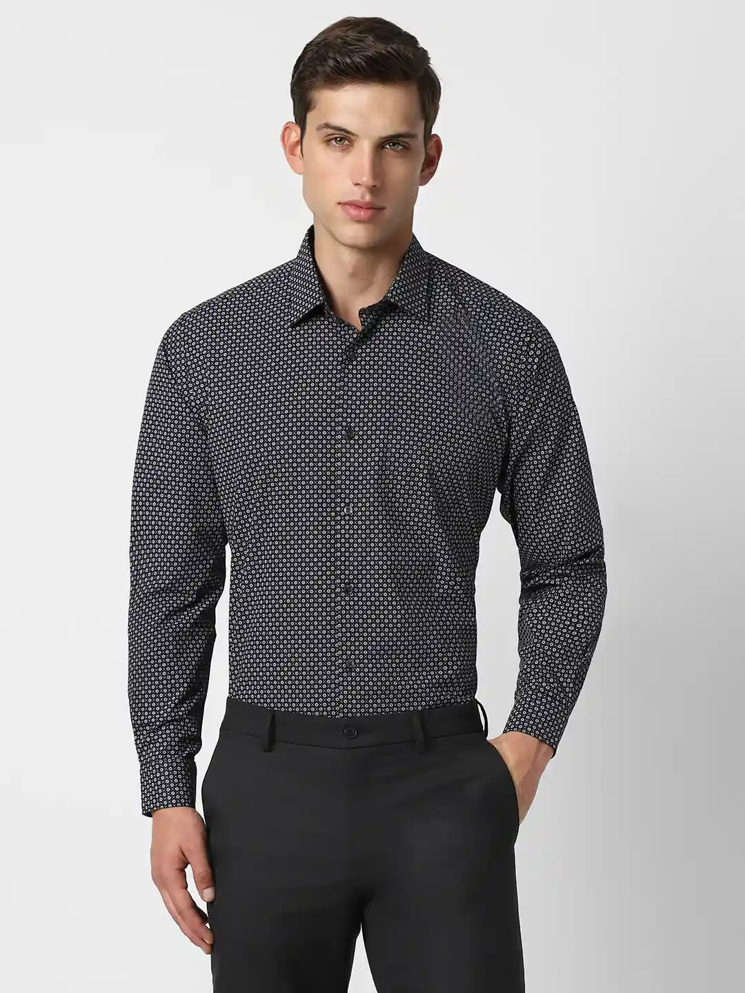 Buy Van Heusen Men Grey Printed Formal Shirt Shirts for Men