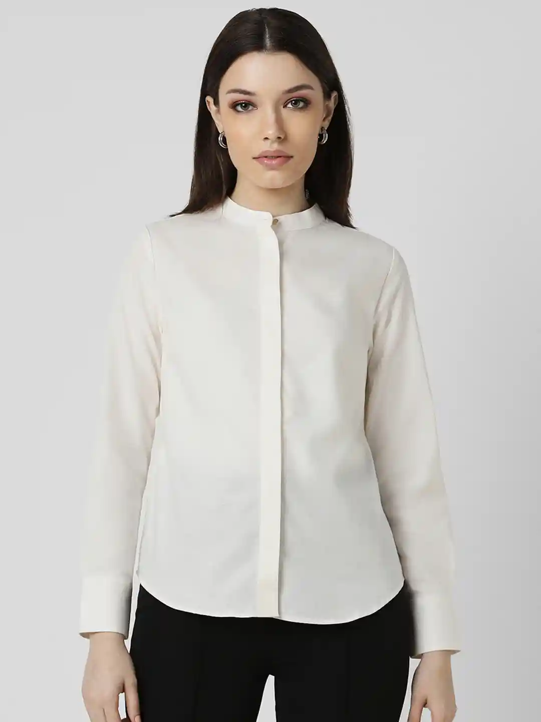 Buy Van Heusen Woman Cotton Mandarin Collar Long Sleeves Formal