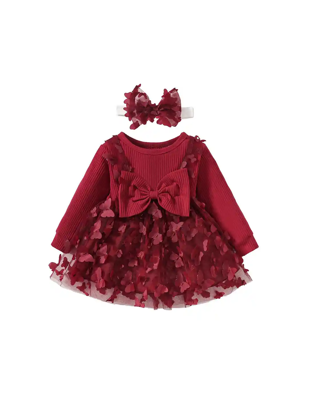 Buy StyleCast Maroon Infant Girls Floral Self Design Fit Flare