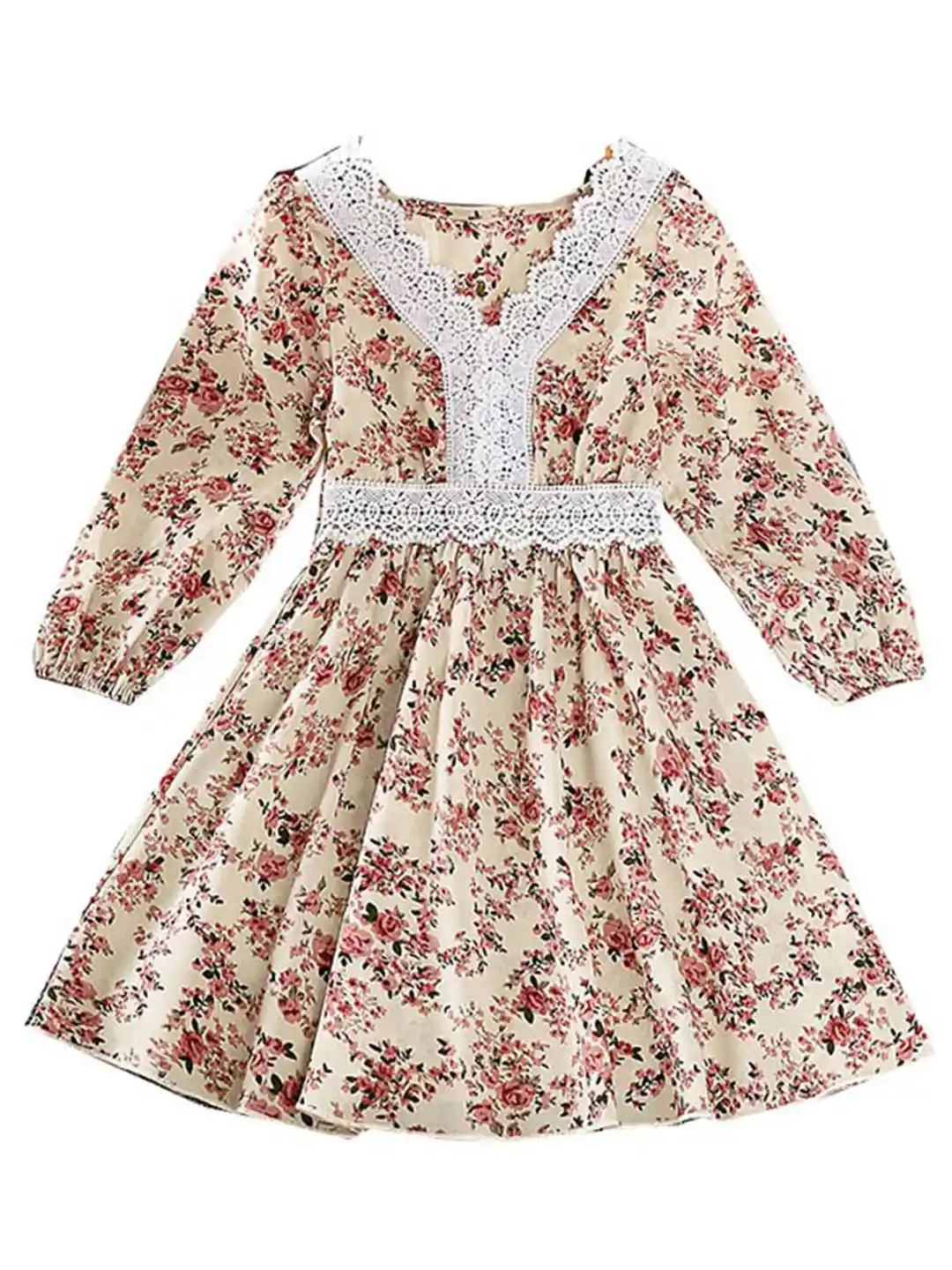 Buy StyleCast Girls Cream-Coloured Floral Printed Lace