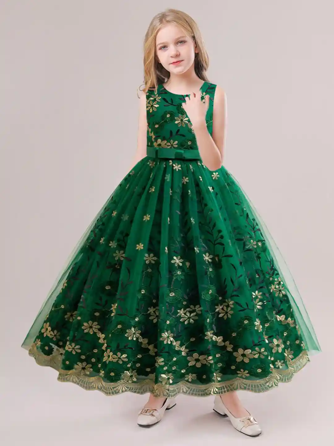 Buy StyleCast Green Girls Floral Embroidered Lace Inserts Detail