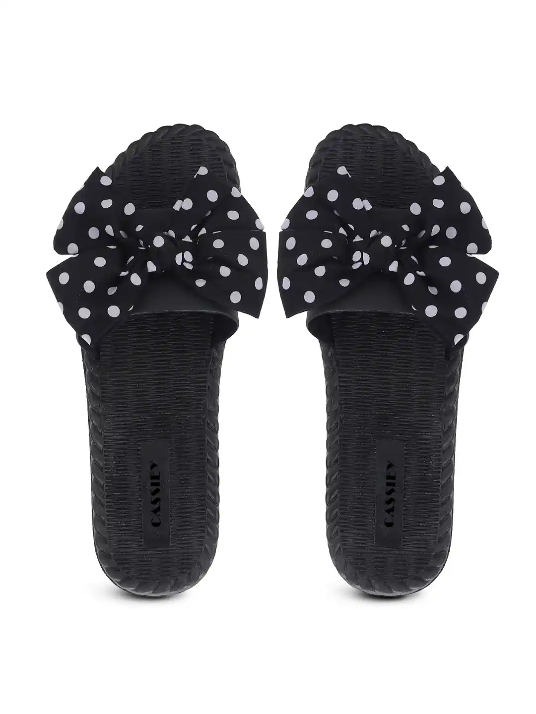 Buy CASSIEY Women Printed Rubber Sliders With Bows Flip Flops