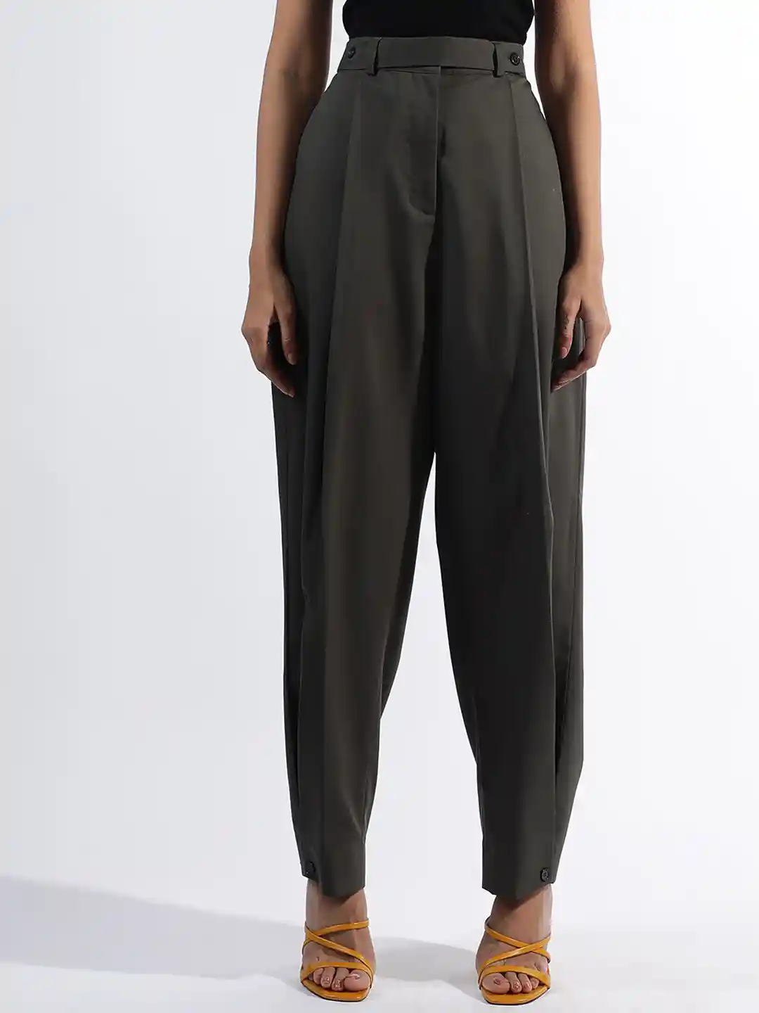 Buy Shop Staple Women Tapered Fit High-Rise Parallel Trousers