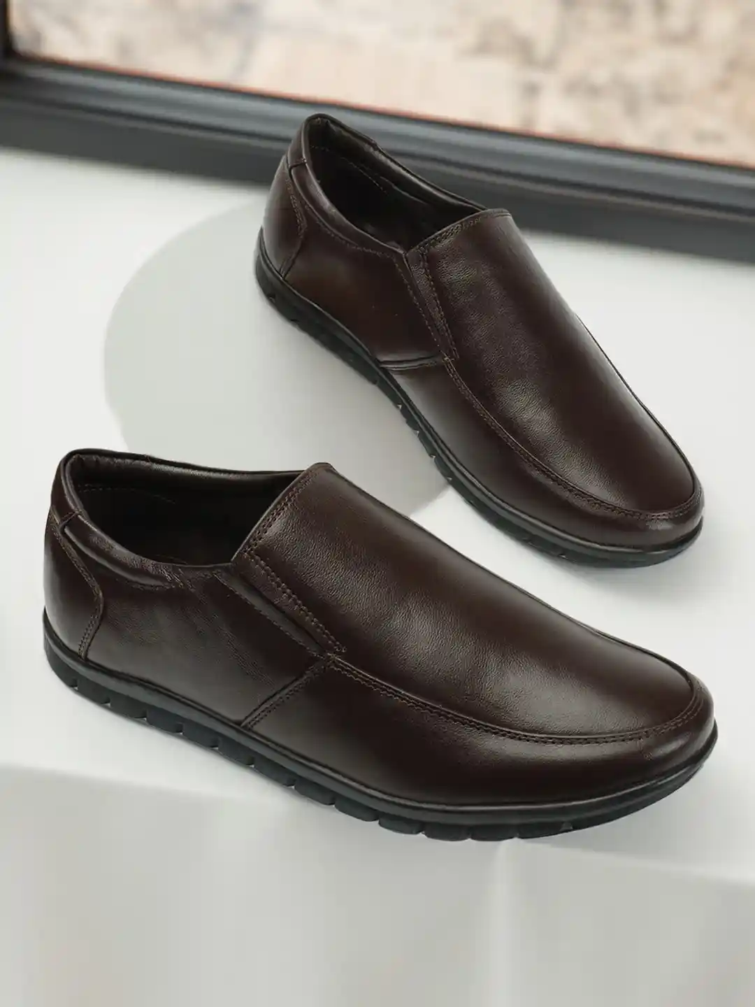 Buy Carlton London Men Textured Leather Arch Support Slip-On