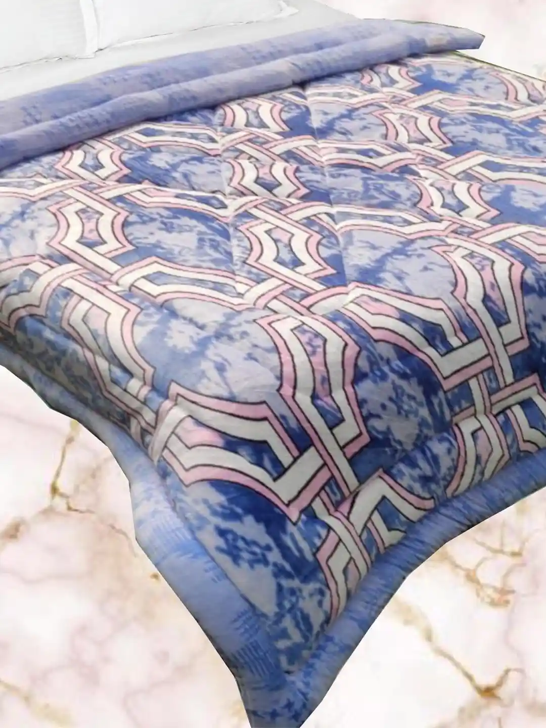 Buy Signature Bellagio Blue White Microfiber Heavy Winter Single