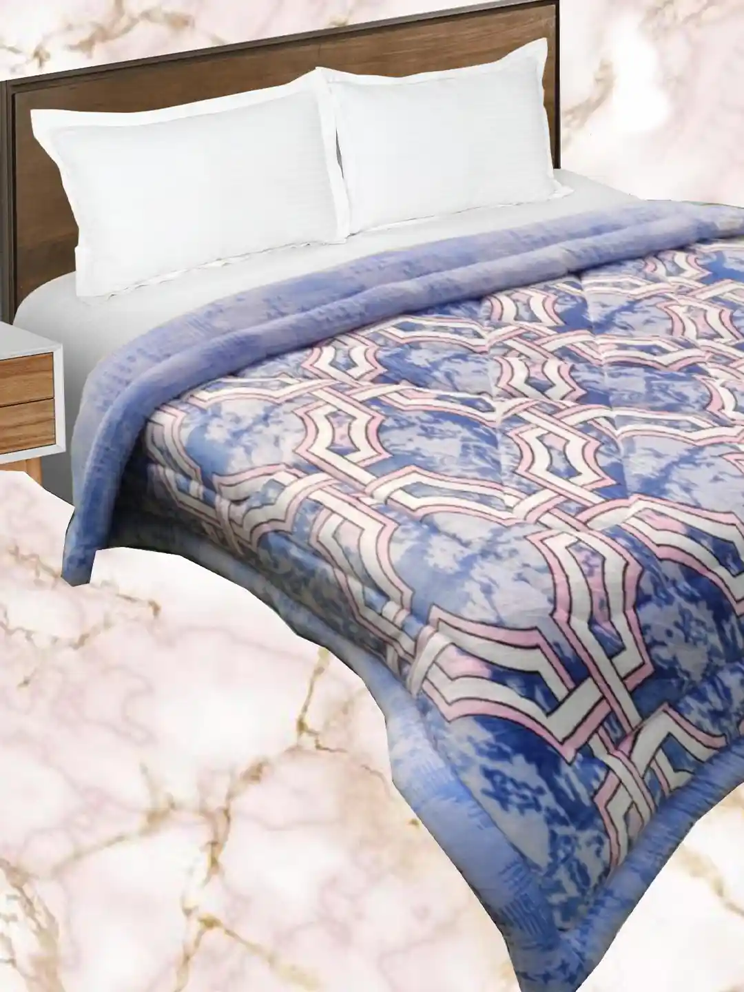 Buy Signature Bellagio Blue White Microfiber Heavy Winter Single