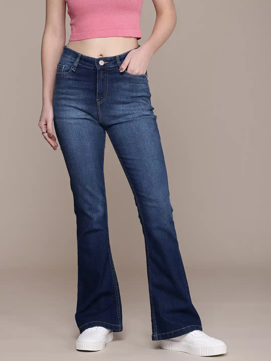 Buy The Roadster Life Women Flared High-Rise Light Fade Clean