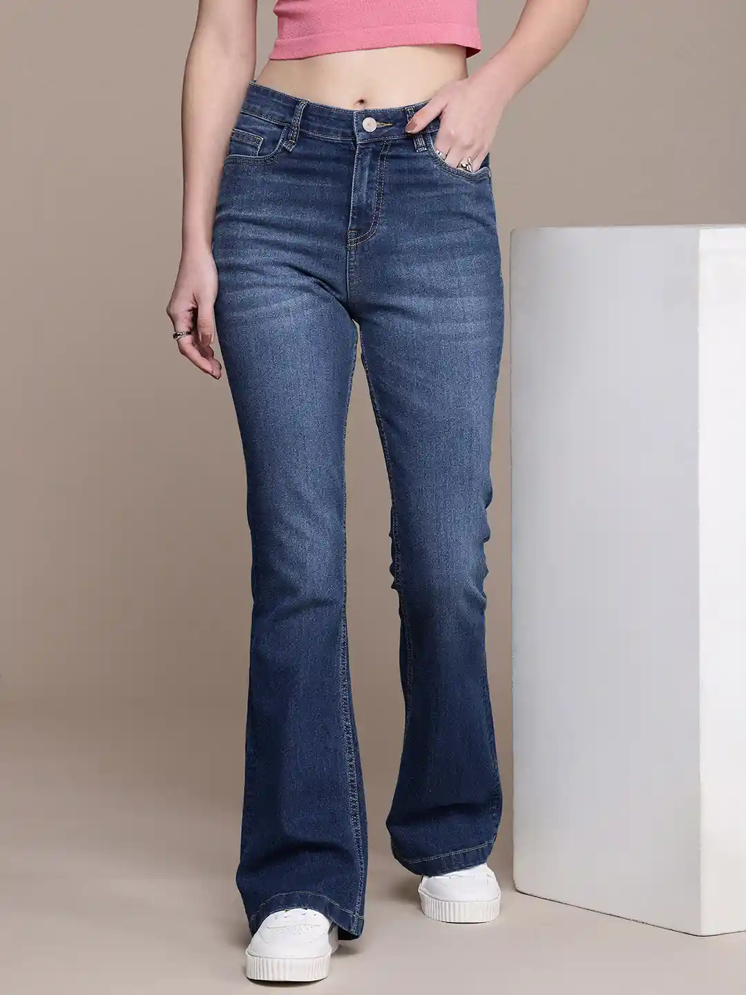 Buy The Roadster Life Women Flared High-Rise Light Fade Clean