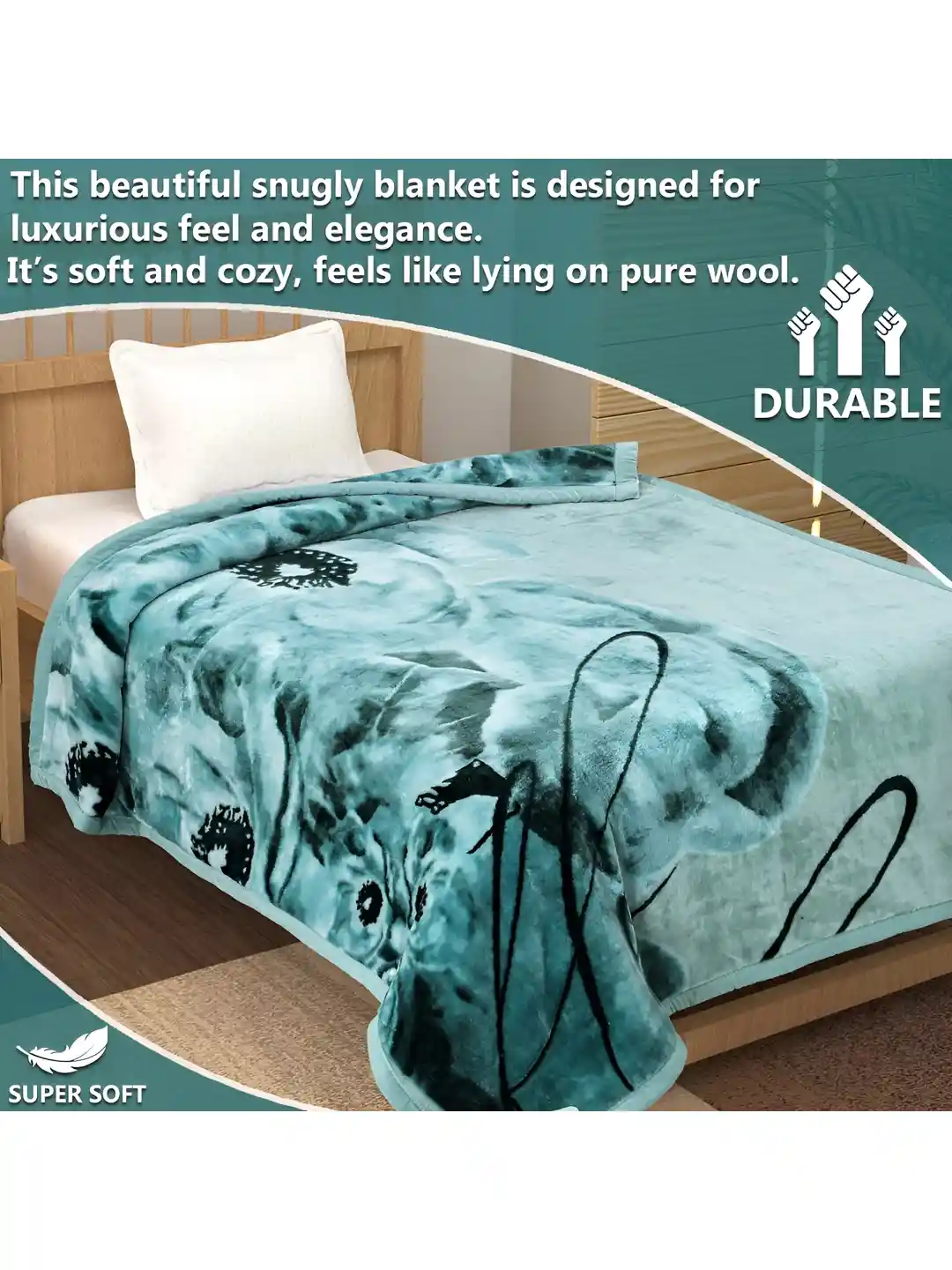 bsb home Green Black Heavy Winter 500 GSM Single Bed Blanket