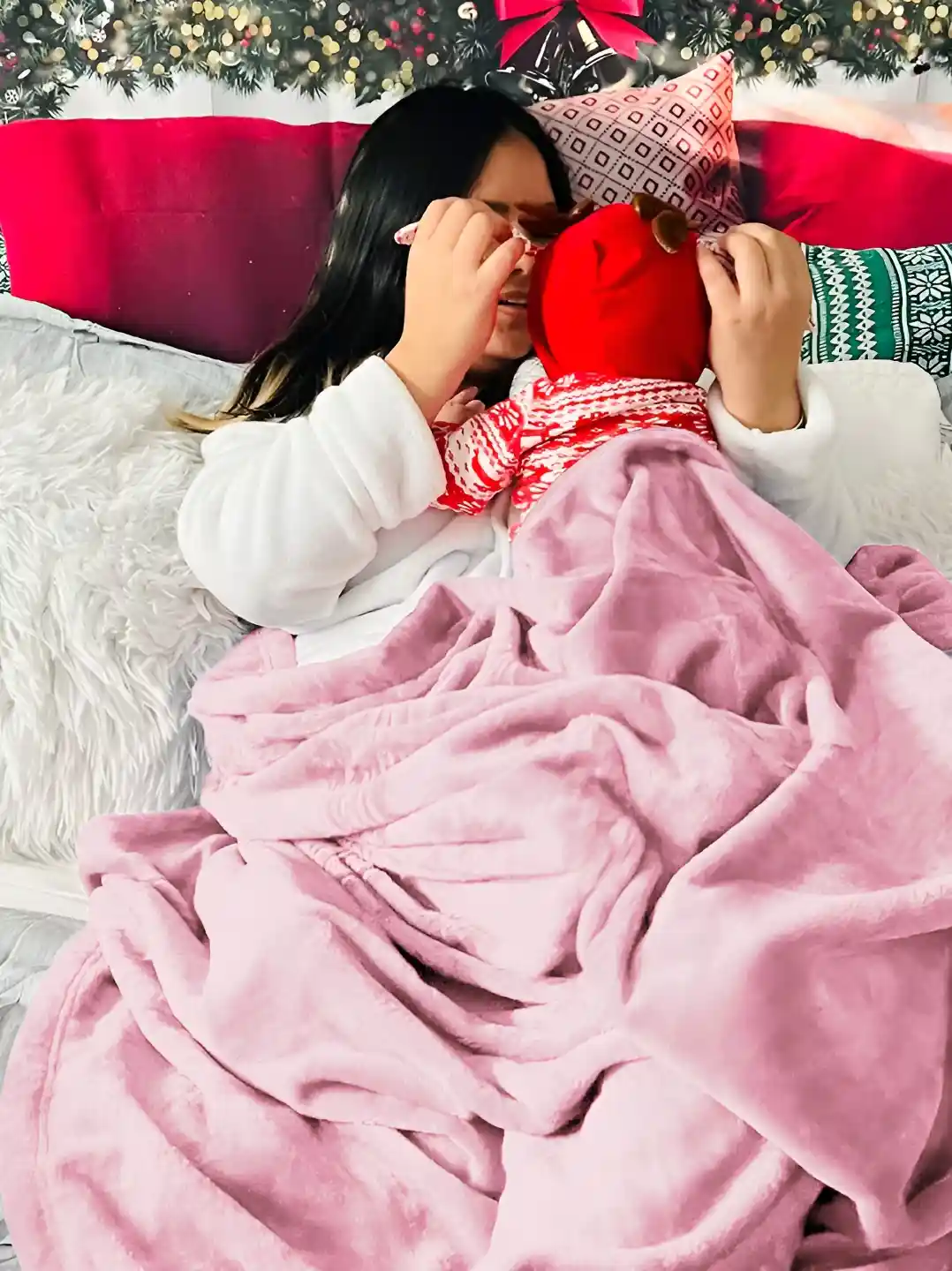 bsb home Pink Fleece AC Room 300 GSM Double Bed Blanket