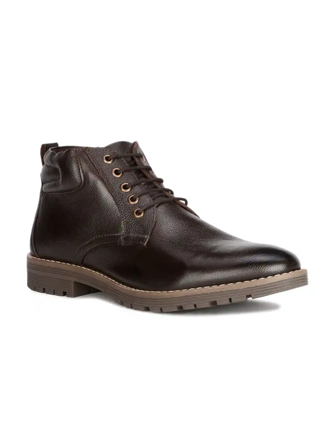 Bata Men Textured Round Toe Leather Regular Boots