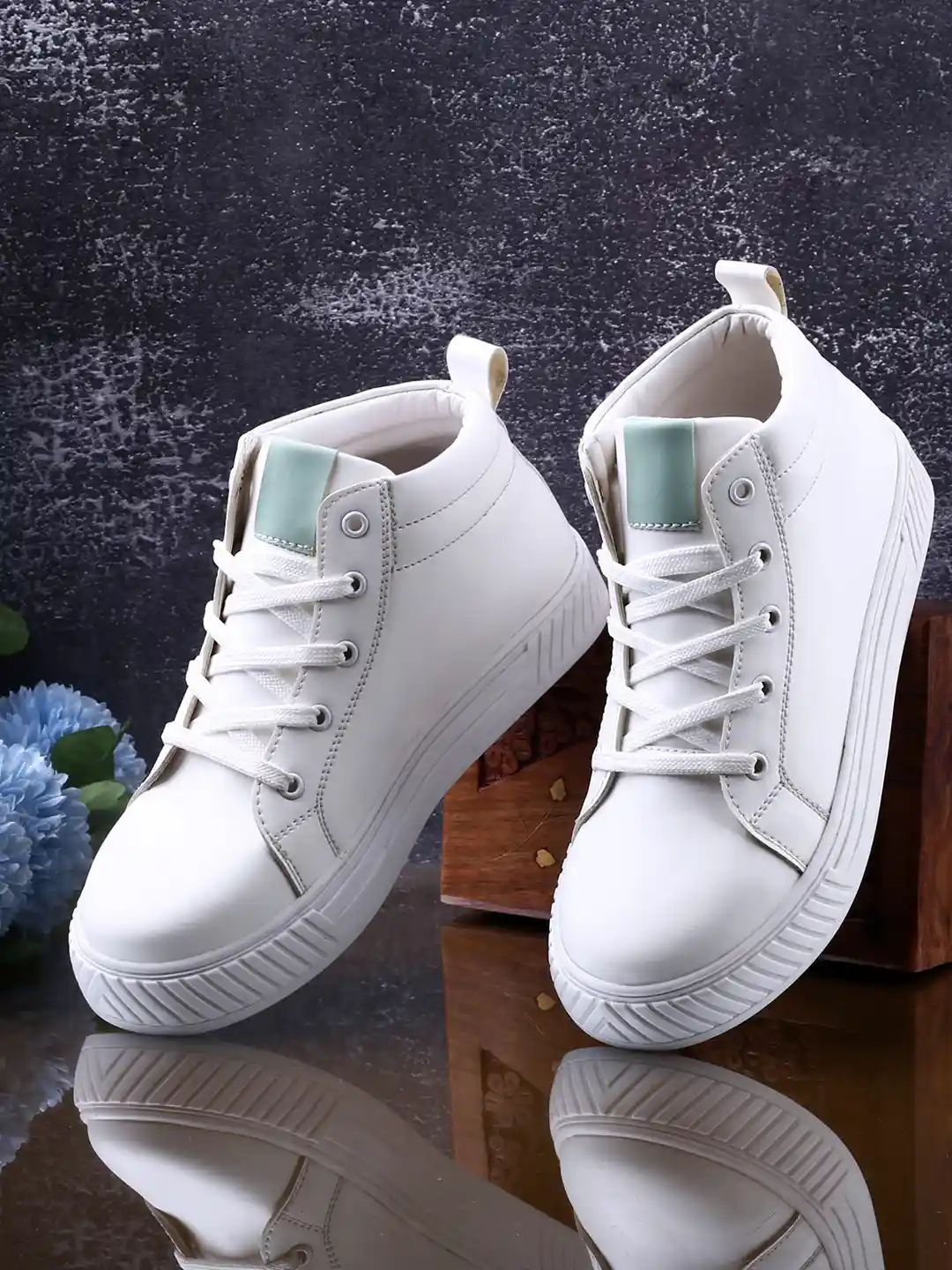 Buy The Roadster Lifestyle Women White Mid Top Lace Up Sneaker - Main Image