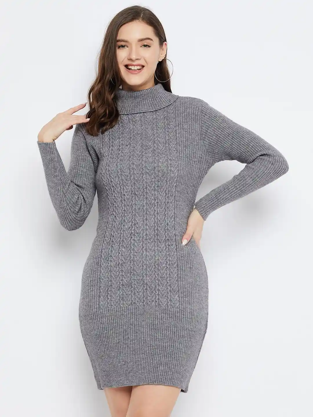 Zigo Self-Design Woolen Jumper Dress
