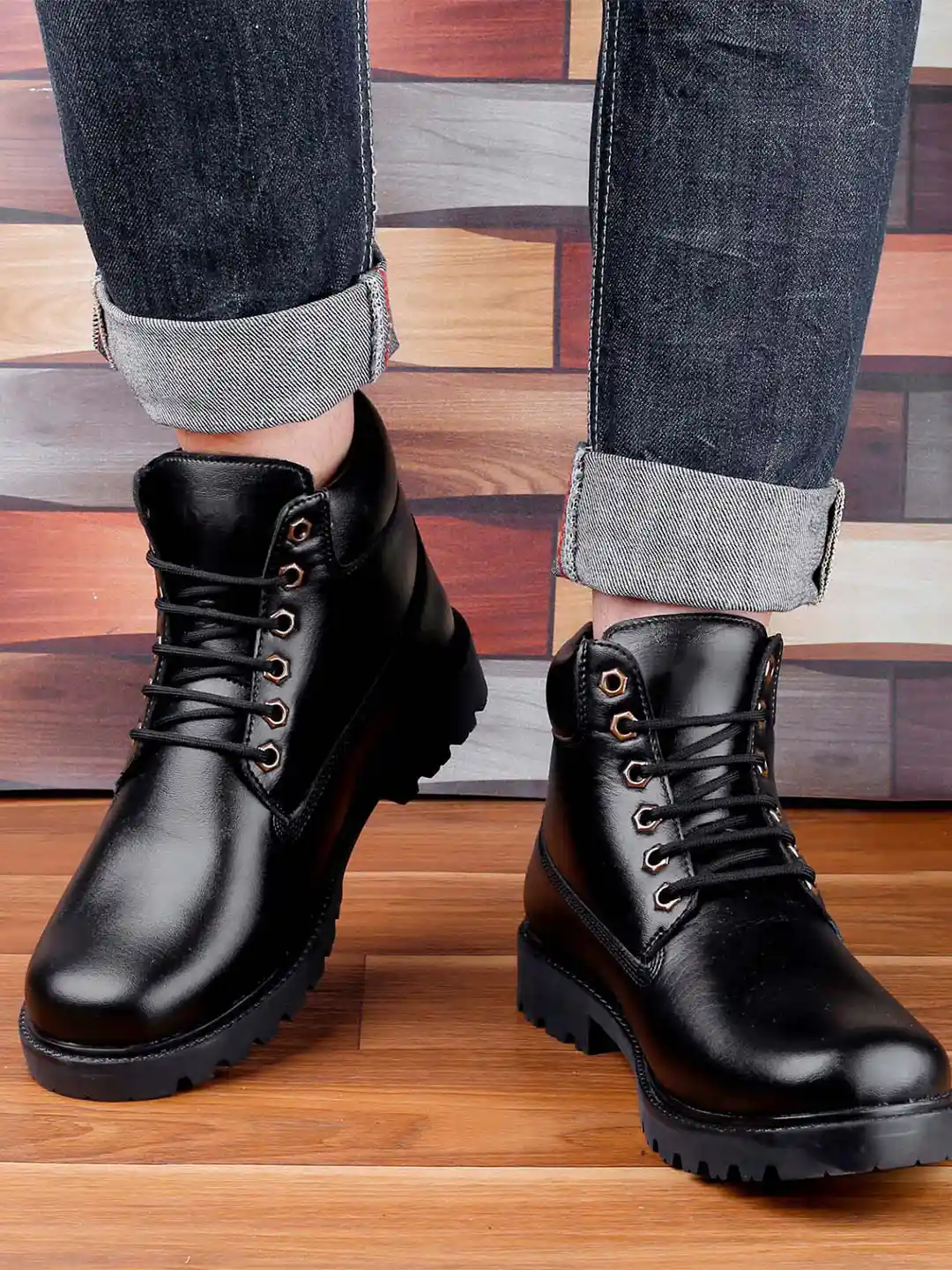 Roadster Men Lace-up Round Toe Flatform Heeled Boots