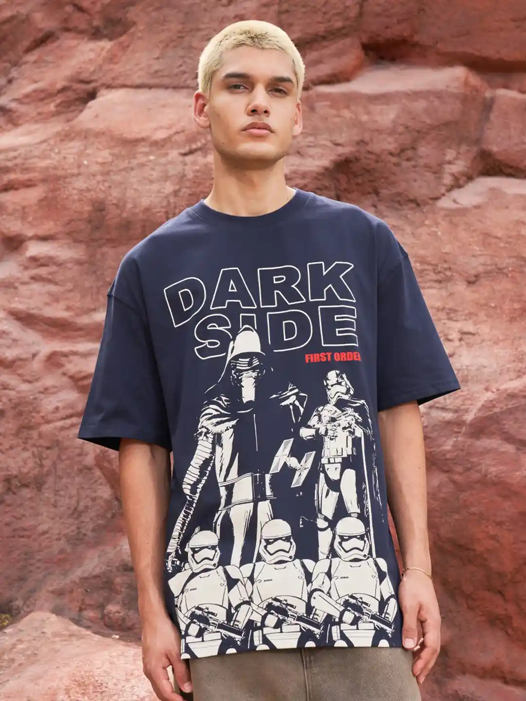 Buy Bonkers Corner Navy Blue Dark Side Graphic Oversized T-shirt
