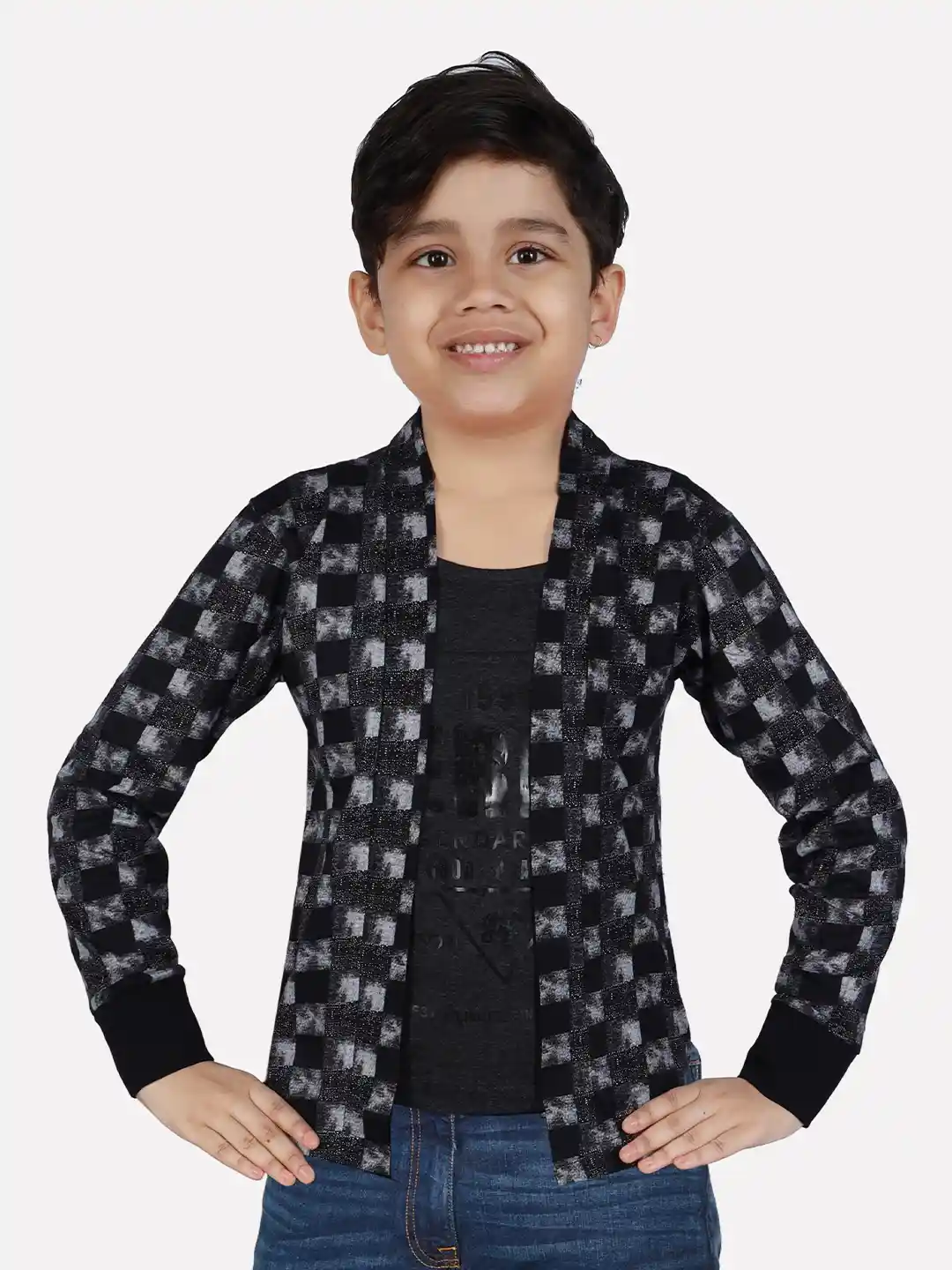 Buy BAESD Boys Checked Cotton Open Front Shrug Shrug for Boys