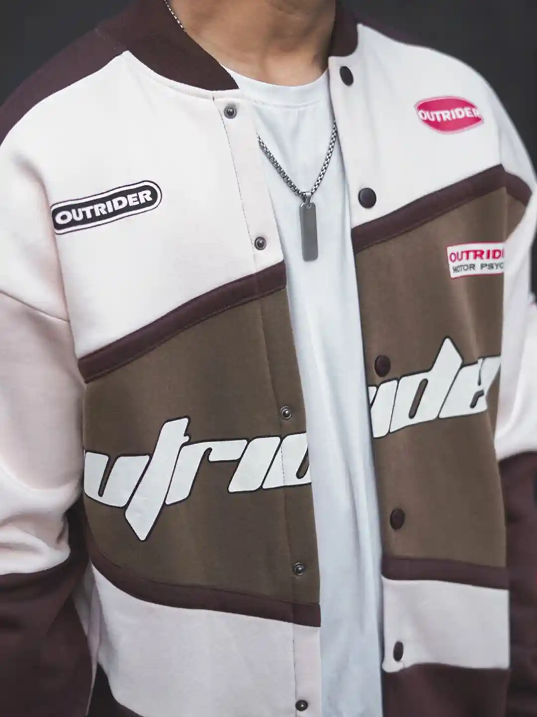 Buy Powerlook Typography Printed Stand Collar Oversized Varsity