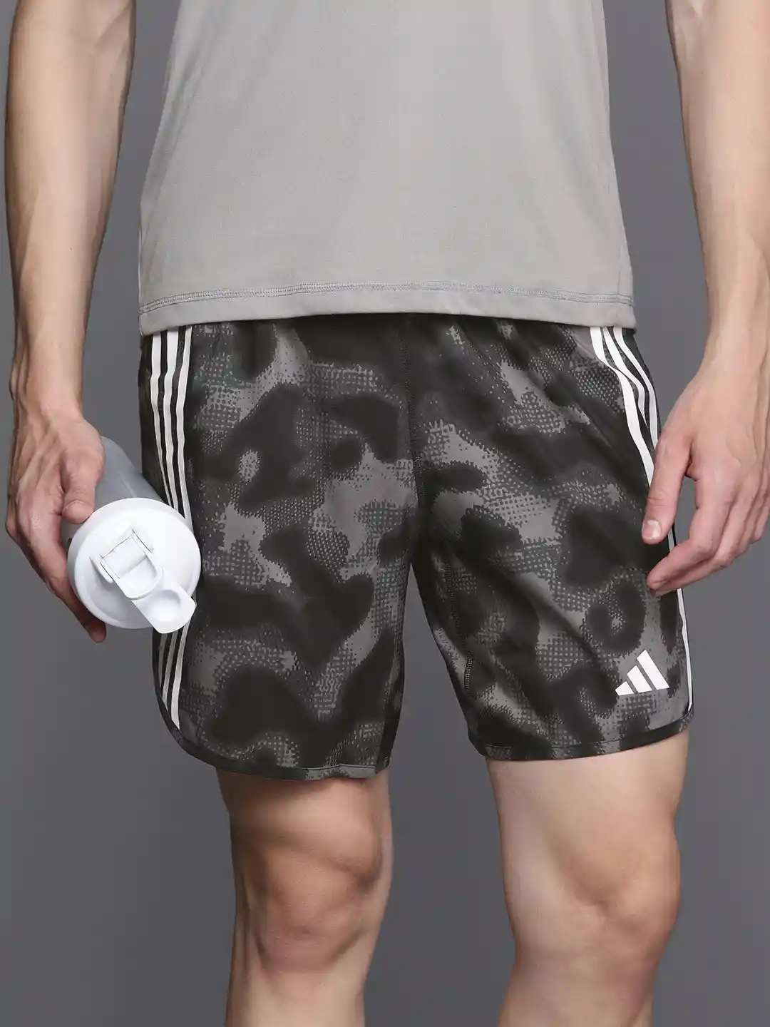 ADIDAS Men Own The Run 3-stripes Allover Print Shorts