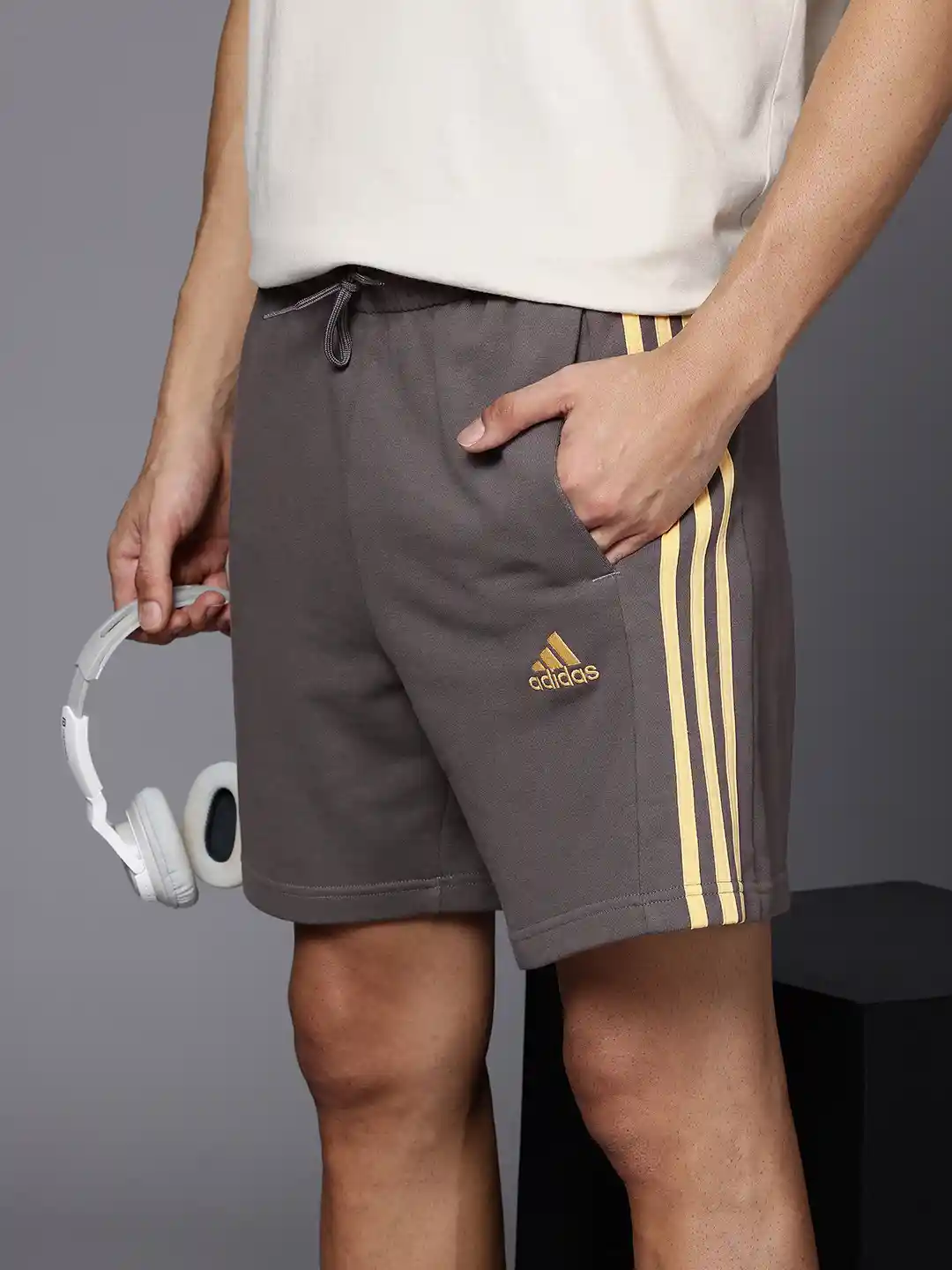 Buy ADIDAS Men 3-Stripes French Terry Pure Cotton Shorts Shorts