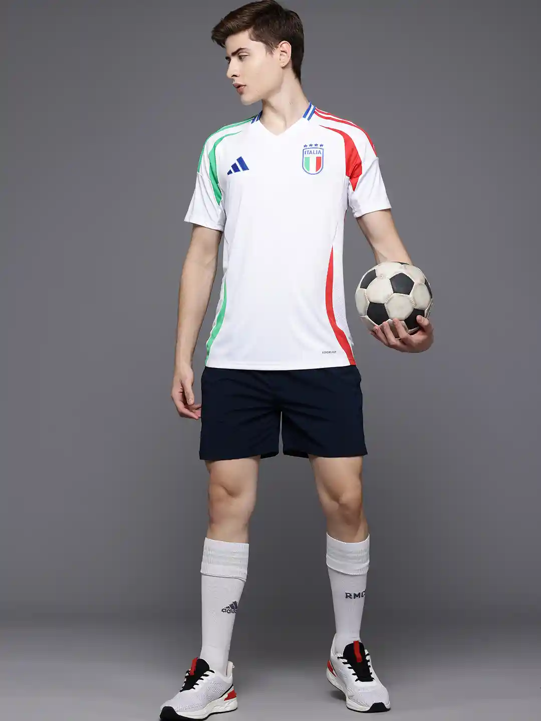 ADIDAS Printed V-Neck Slim Fit Italy 24 Away Jersey T-shirt