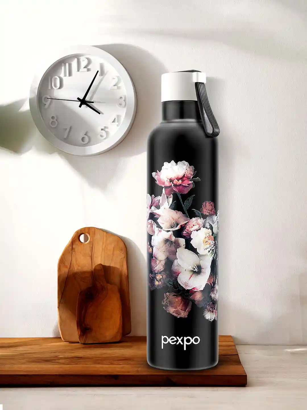 Buy Pexpo Oslo Black Floral Stainless Steel Single Wall Vacuum