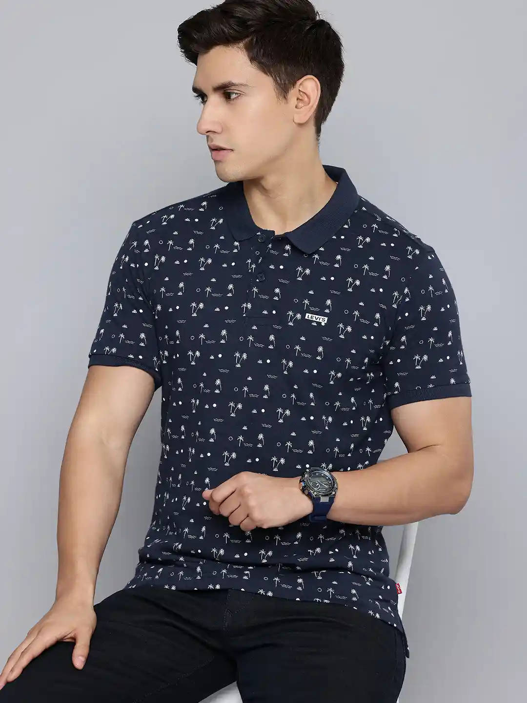 Buy Levis Tropical Printed Polo Collar Pure Cotton T-shirt