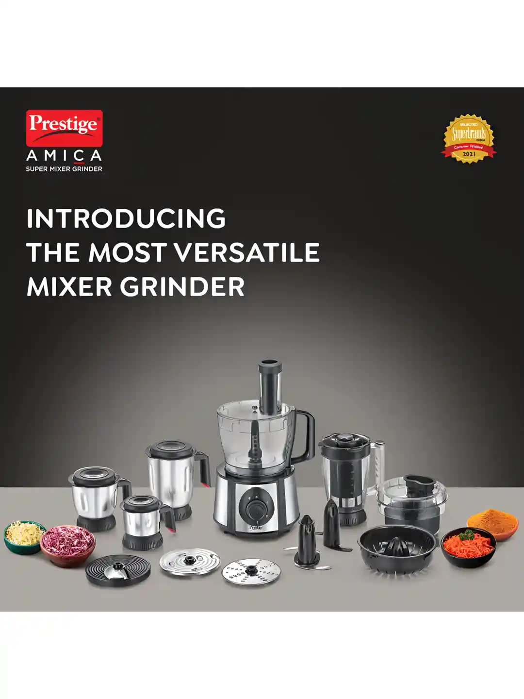 Buy Prestige Silver toned & Black Amica Super 1000W 5 Jars Mixer