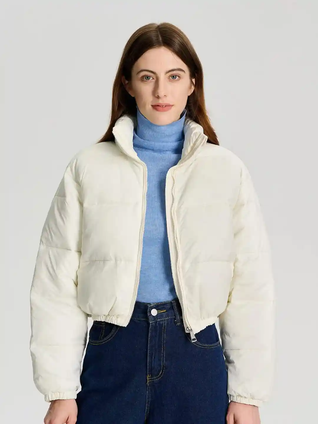 Buy Kotty Stand Collar Crop Puffer Jacket Jackets for Women