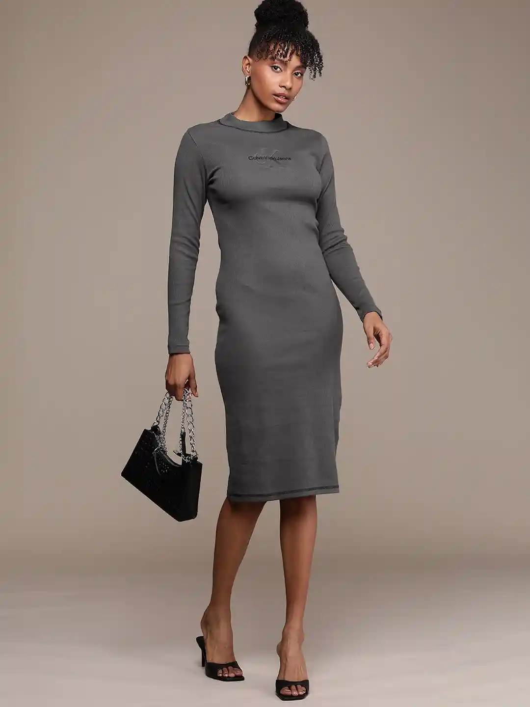 Buy Calvin Klein Jeans Long Sleeves Ribbed Sheath Dress Dresses