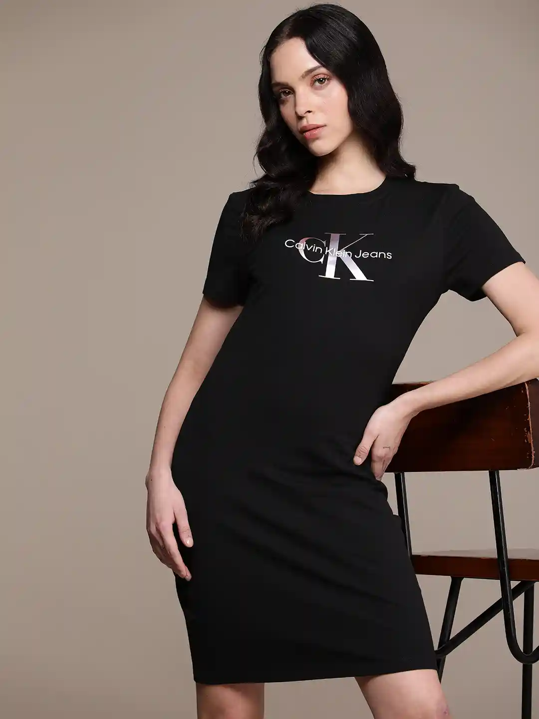 Buy Calvin Klein Jeans Brand Logo Embroidered T-shirt Dress