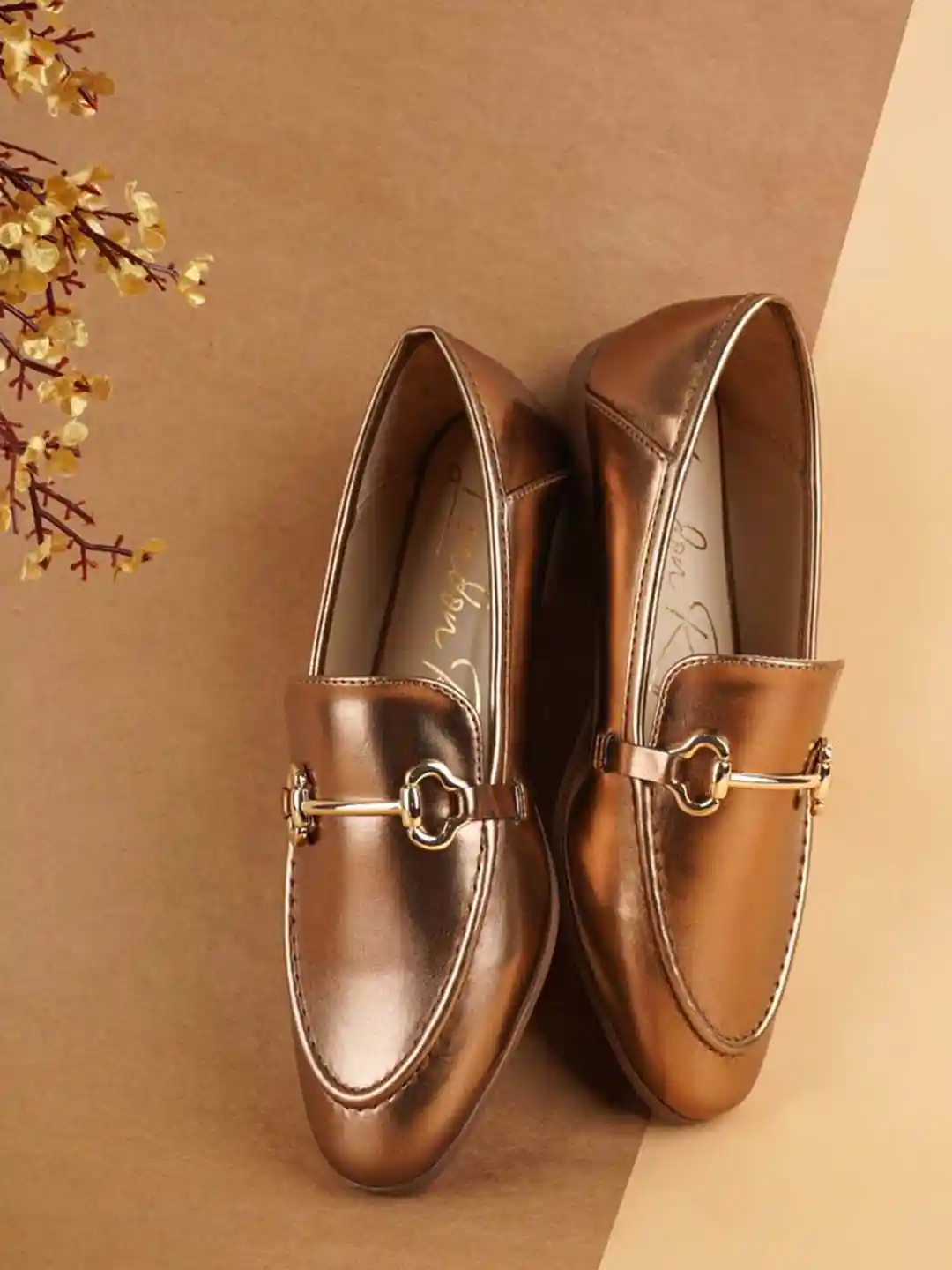 London Rag Women Textured Ichiro Metallic Horsebit Loafers