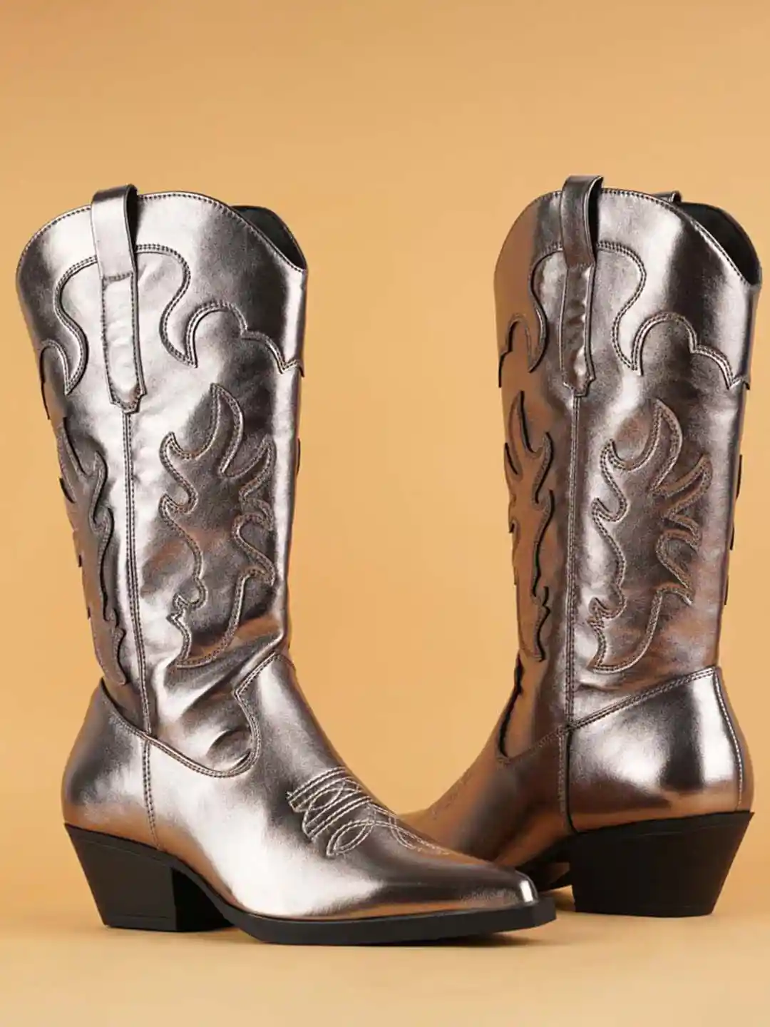 Buy London Rag Women Patchwork Detail High-Top Metallic Cowboy