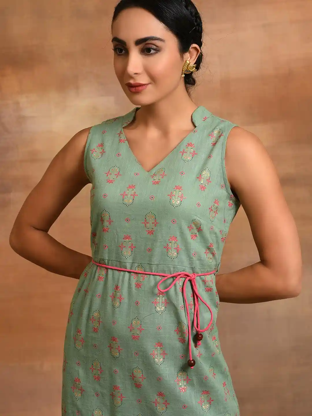 Buy Anouk Ethnic Motifs Print V-Neck Sleeveless Straight