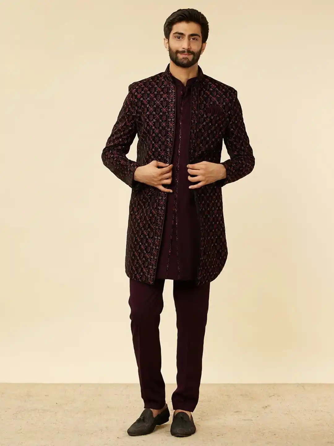 Groom Manyavar Kurta Pajama For Wedding Buy Manyavar Embroidered
