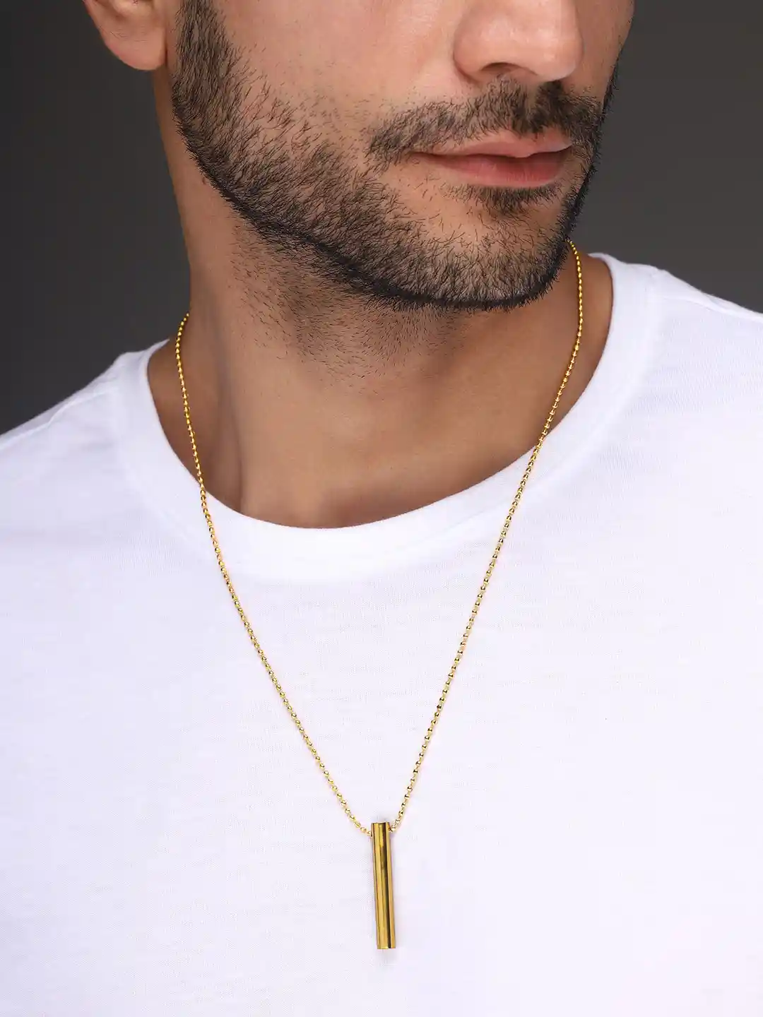 Buy Bold by Priyaasi Men Gold-Plated Ship Bar-Shaped Pendant With