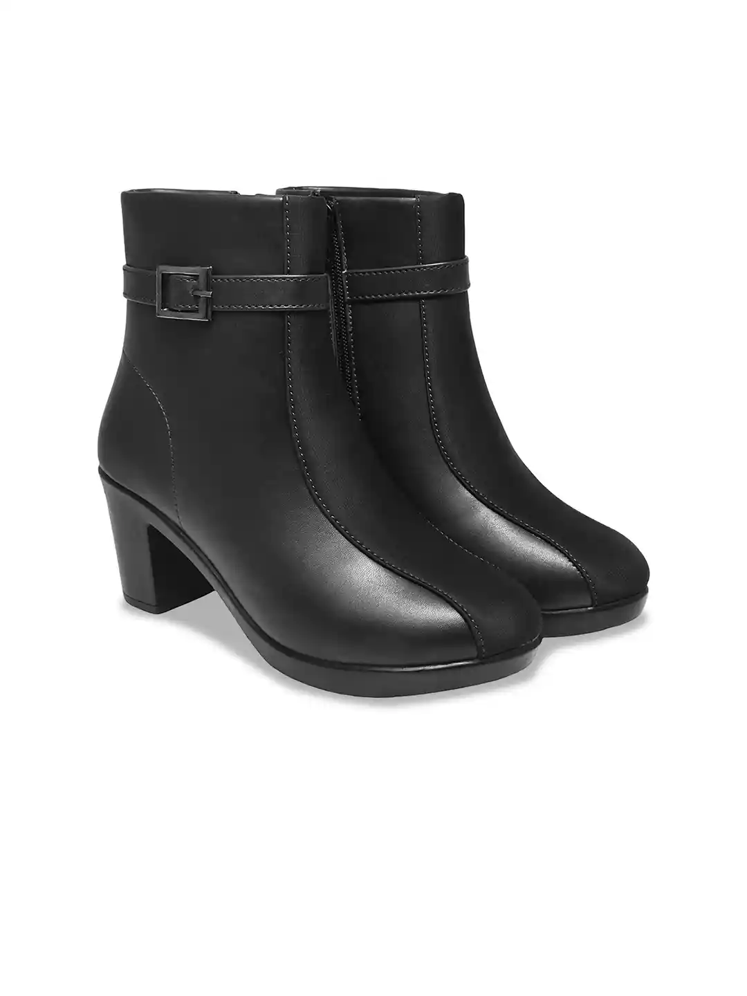 Buy Shoetopia Women Buckle Detail Block Heeled Boots Boots for