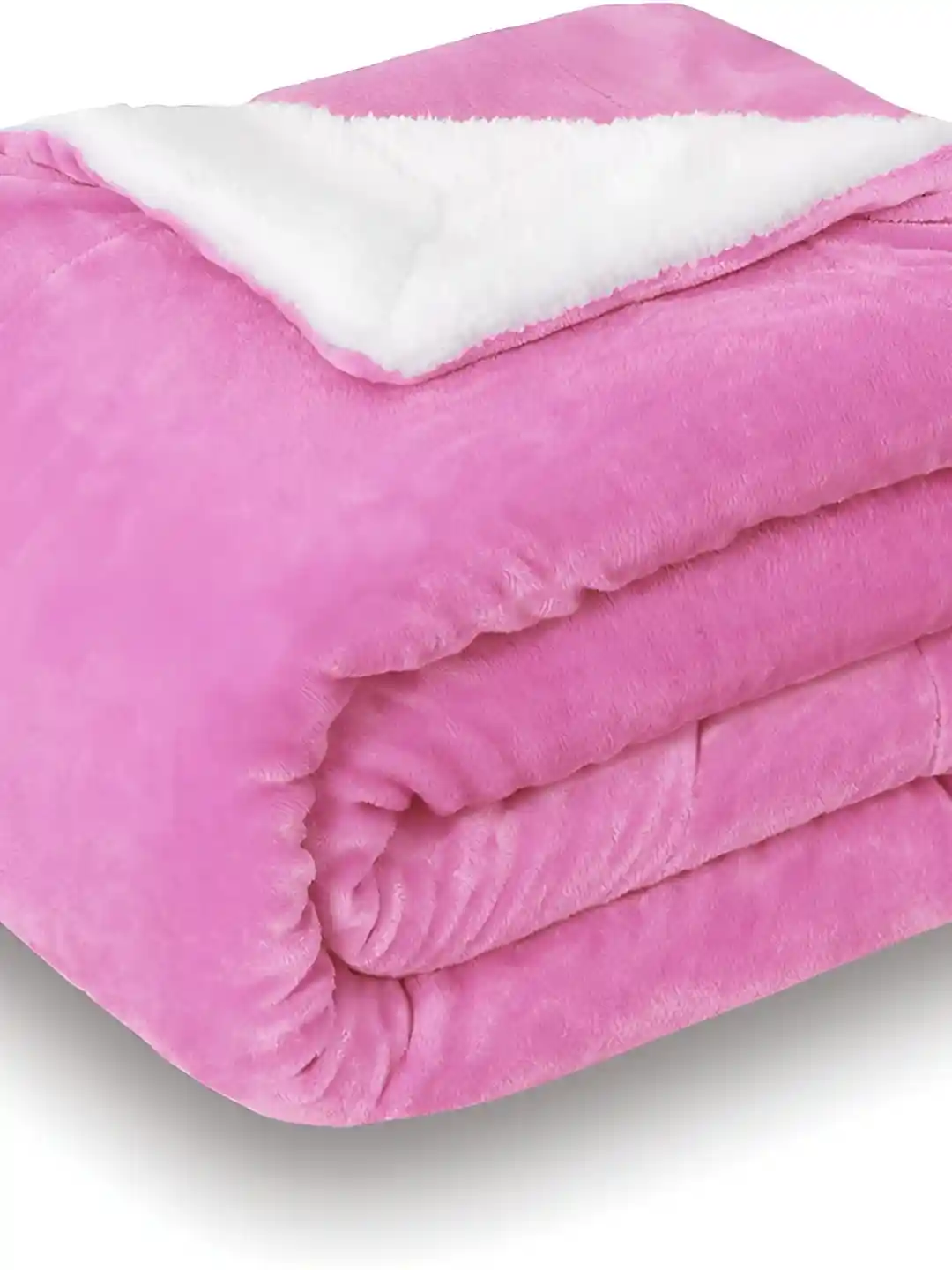 bsb home Sherpa Pink White Heavy Winter 500 GSM Double Bed Blanket