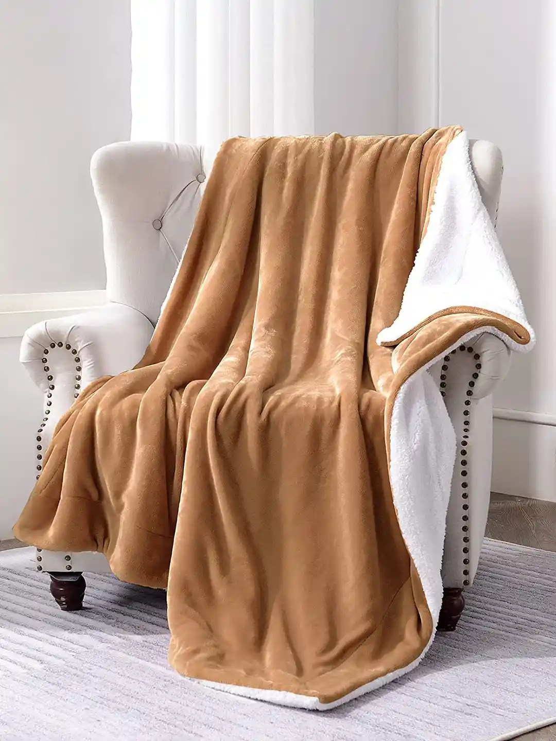 Buy bsb home Sherpa Beige White Heavy Winter 500 GSM Single Bed