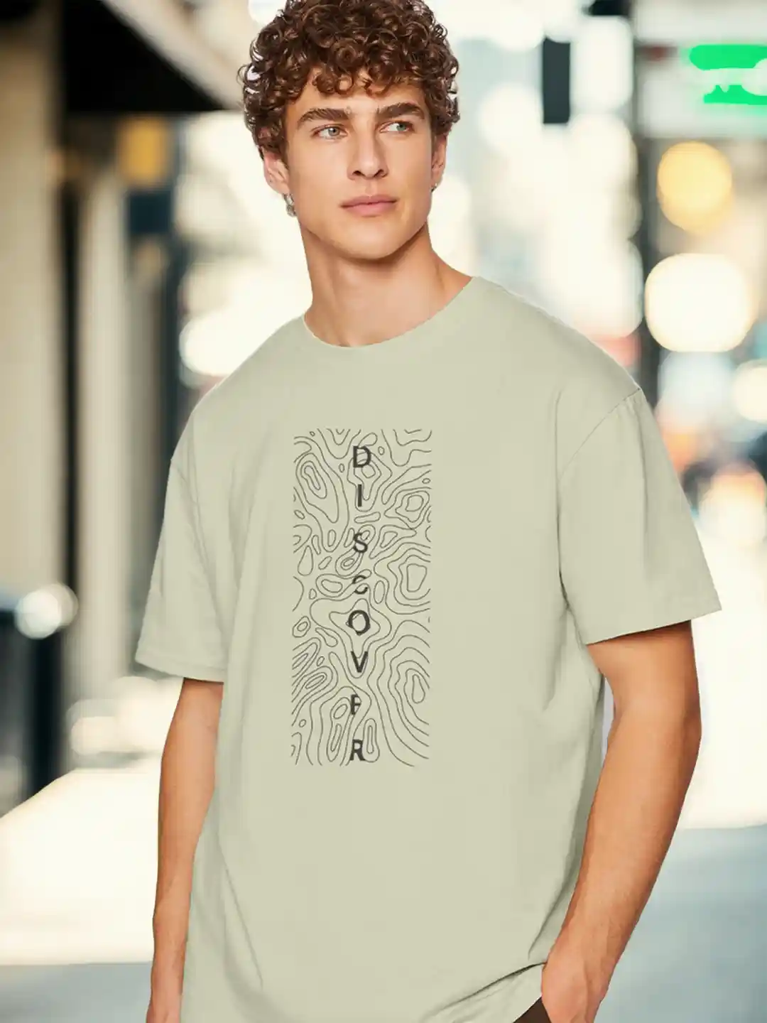 NOBERO Graphic Printed Round Neck Cotton Oversized T-shirt