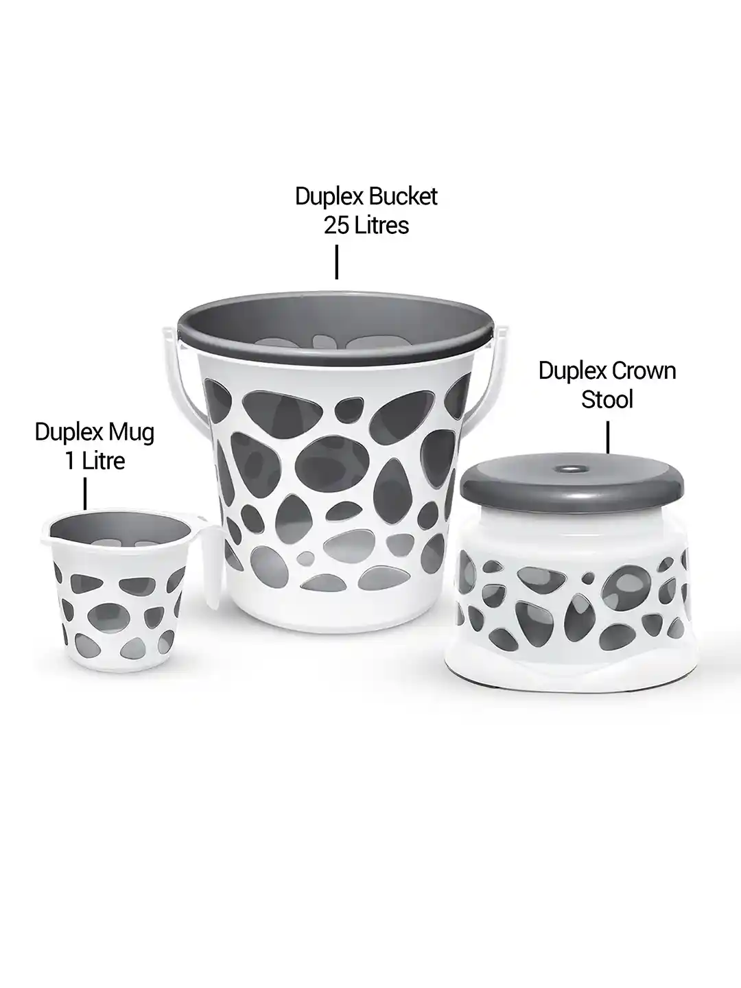 Buy Milton Duplex Spa Grey Pieces Bucket with Mug Stool