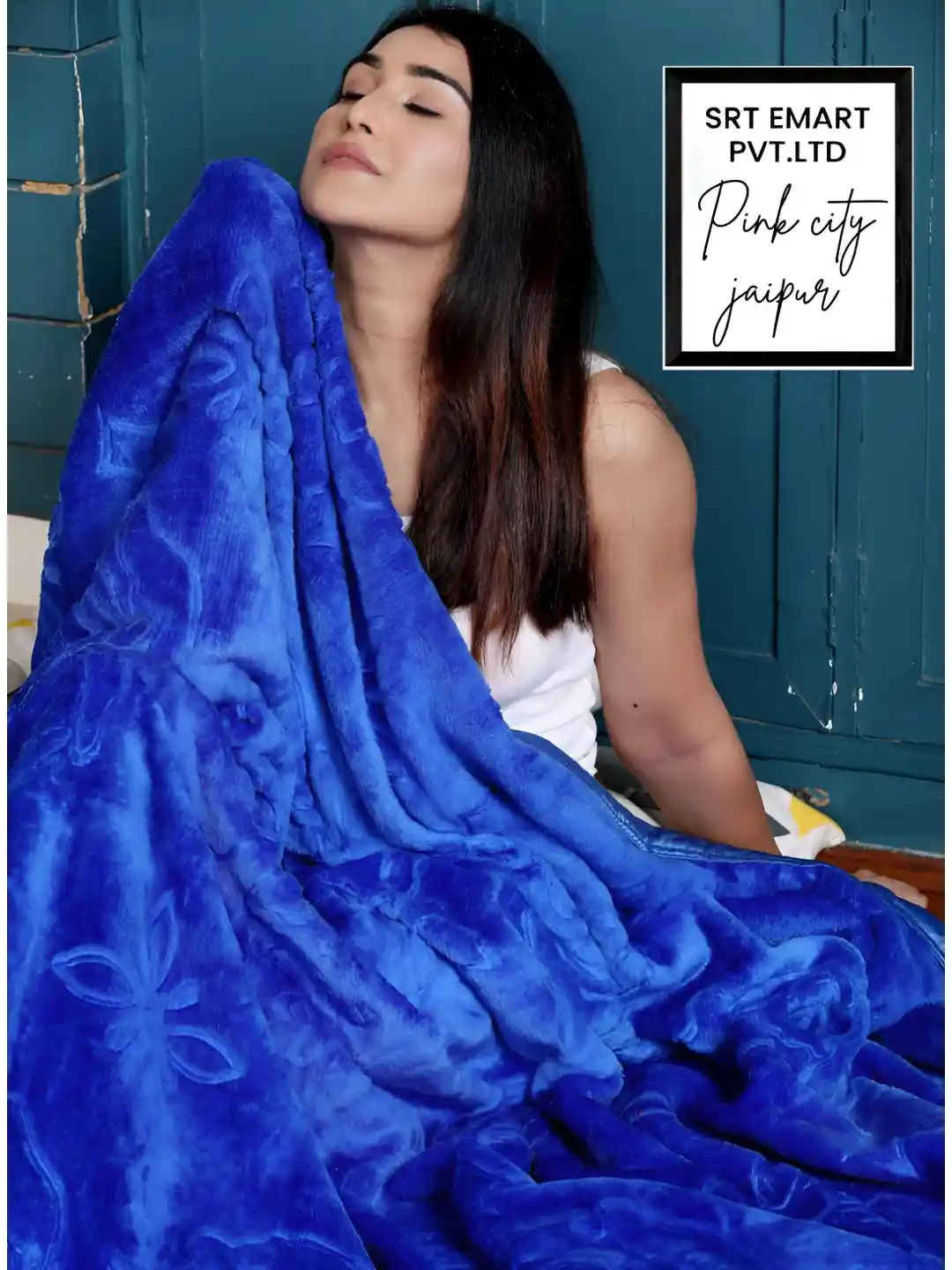 Buy kirshinaENTERPRISES Blue Floral Mink Heavy Winter 380 GSM