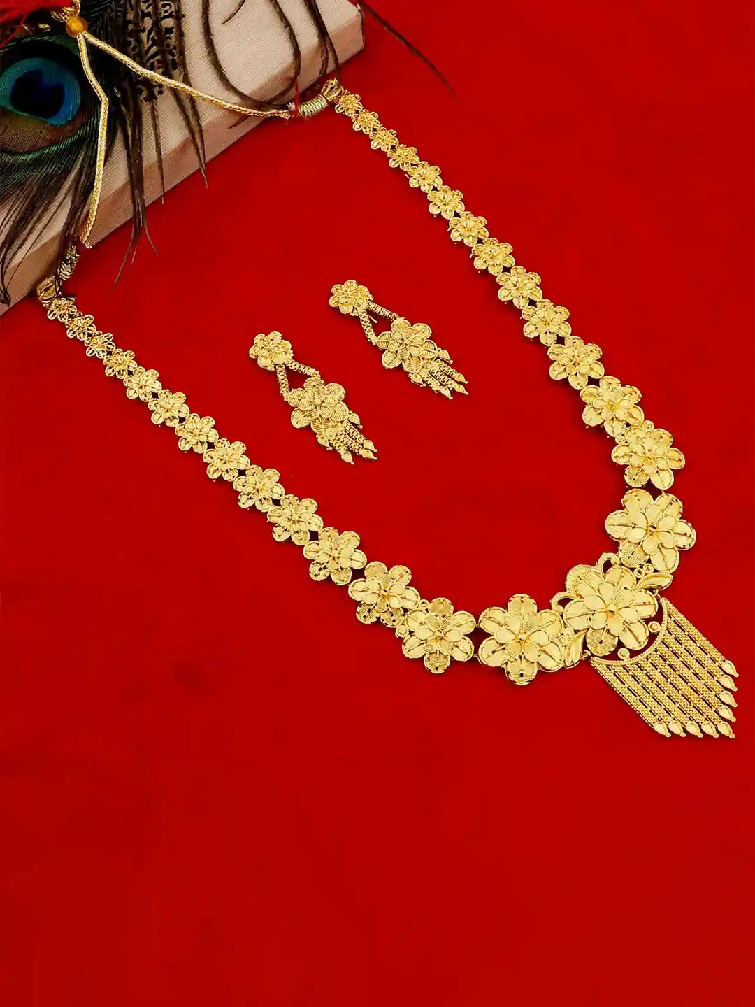 Buy MANSIYAORANGE Gold Plated Floral Theme Long Rani Haar