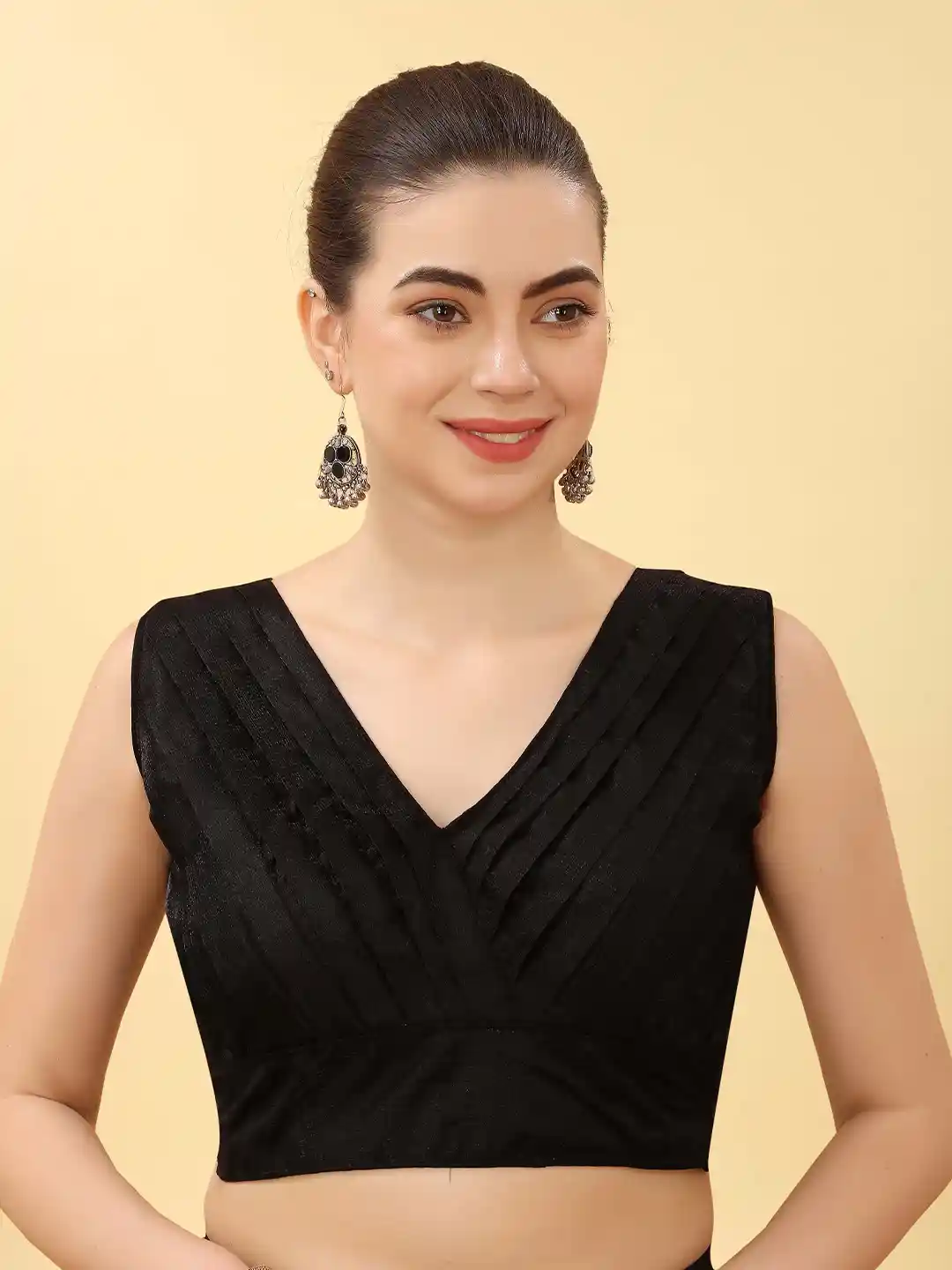 Buy SHREE SWANGIYAMATA COMPANY Pleated V-Neck Sleeveless Silk