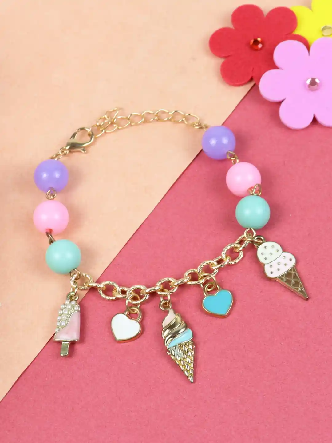 Pink Charm Bracelets Claire's Asthetika Kids Girls Ice-Cream