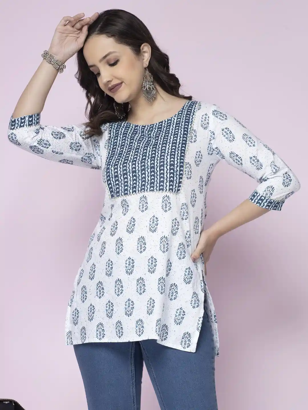 Buy SHIONS Ethnic Motifs Printed Pure Cotton Kurti Kurtis for - Main Image
