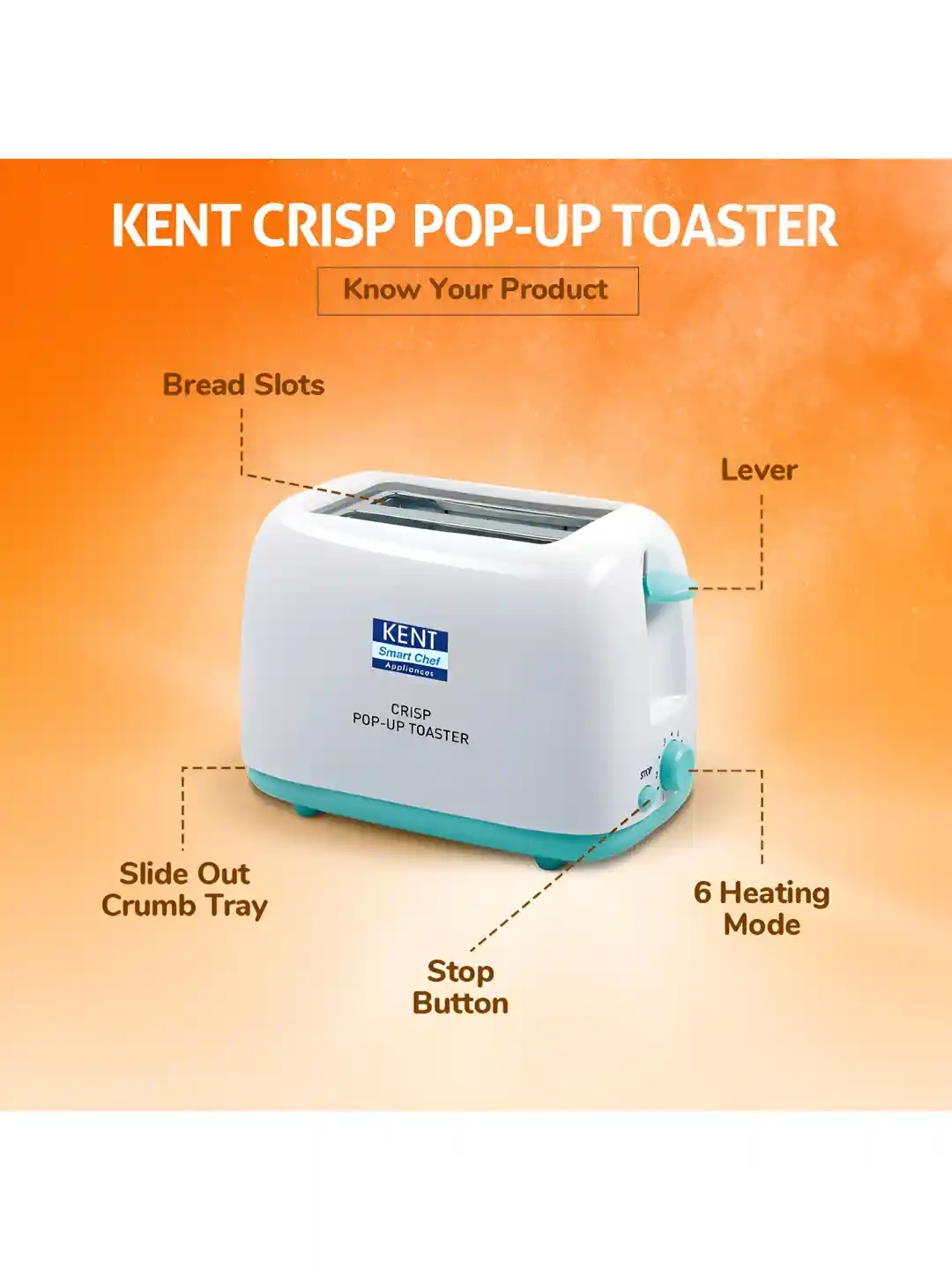 Buy KENT Crisp 750 Watts Heating Modes Slice Auto Pop Up