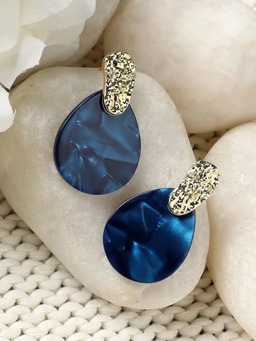 Buy DressBerry Blue Gold Plated Stone Studded Contemporary Drop - Main Image