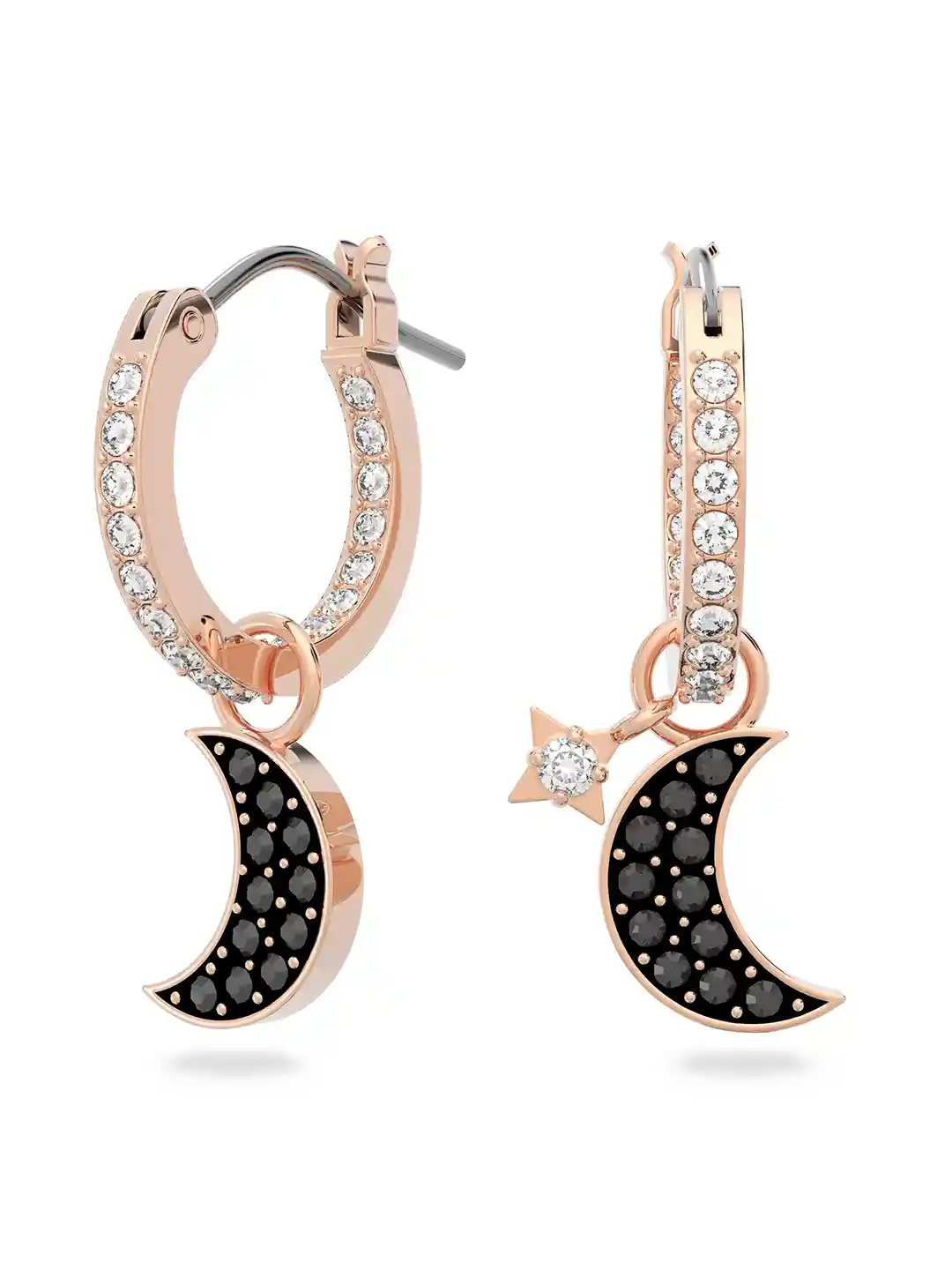 Buy SWAROVSKI SWA SYMBOL:PE MINI HOOP MOON JET/CRY/ROS Earrings