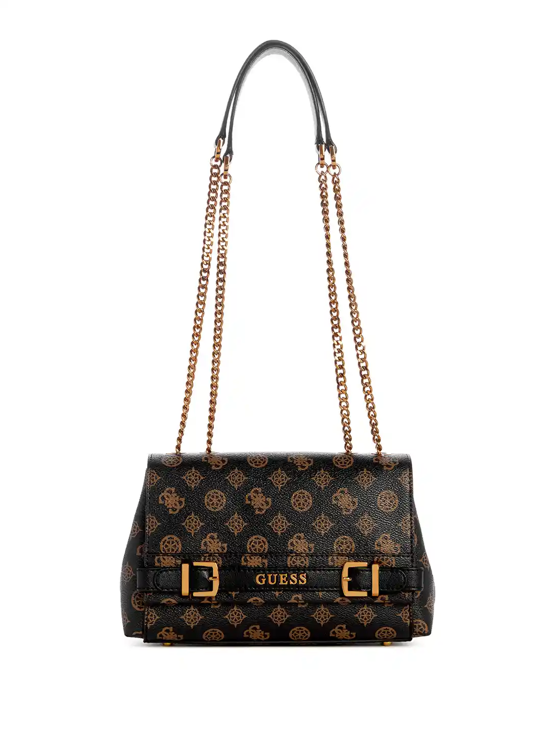 Buy GUESS Brand Logo Printed Structured Shoulder Bag with Buckle